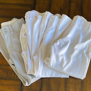 Bundle of Medium Youth Baseball Pants - Four Pairs of White and Gray Pants